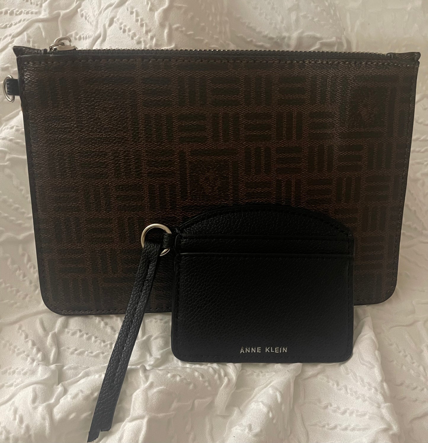 Anne Klein Signature Wallet & Card Holder Set - Brown/Black - Brand New
