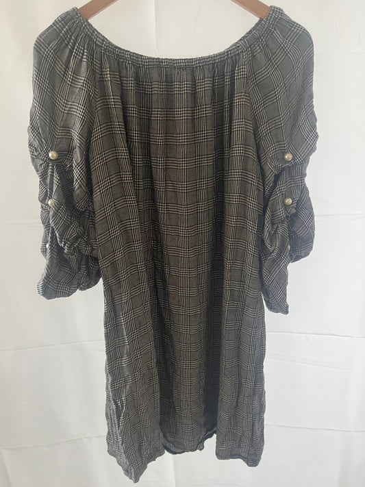 MSK Women’s Plaid Blouse - Size Large - 3/4 Sleeve with Button Details
