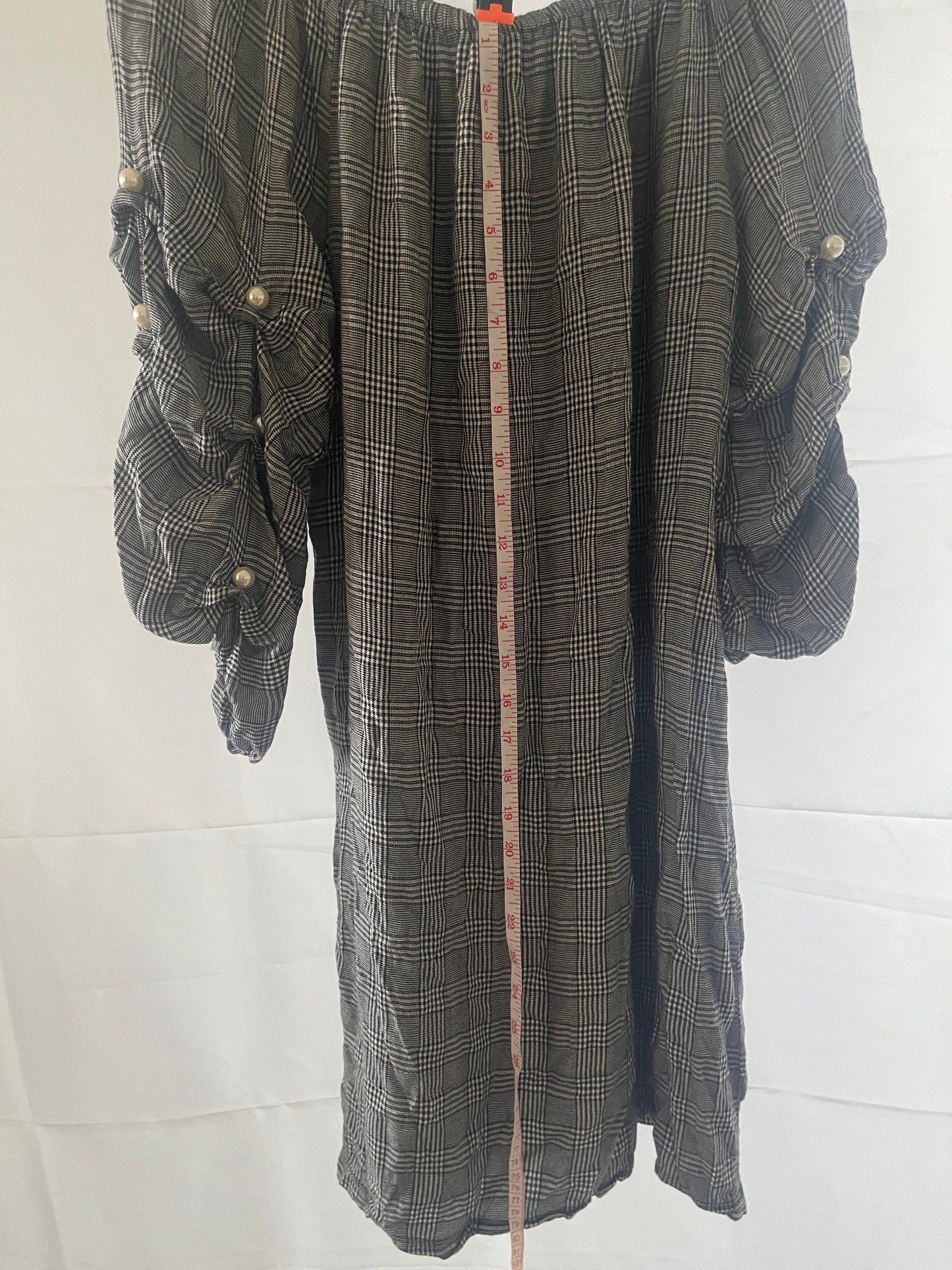MSK Women’s Plaid Blouse - Size Large - 3/4 Sleeve with Button Details